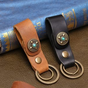Vintage Handmade Cowhide Leather Keychain