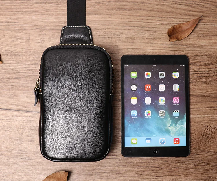 Genuine Leather Chest Bag Shoulder Bag Backpack for Men Casual