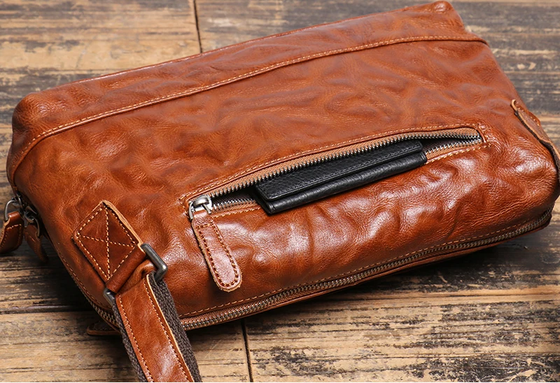 Genuine Leather Messenger Bag Single Shoulder Bag for Men