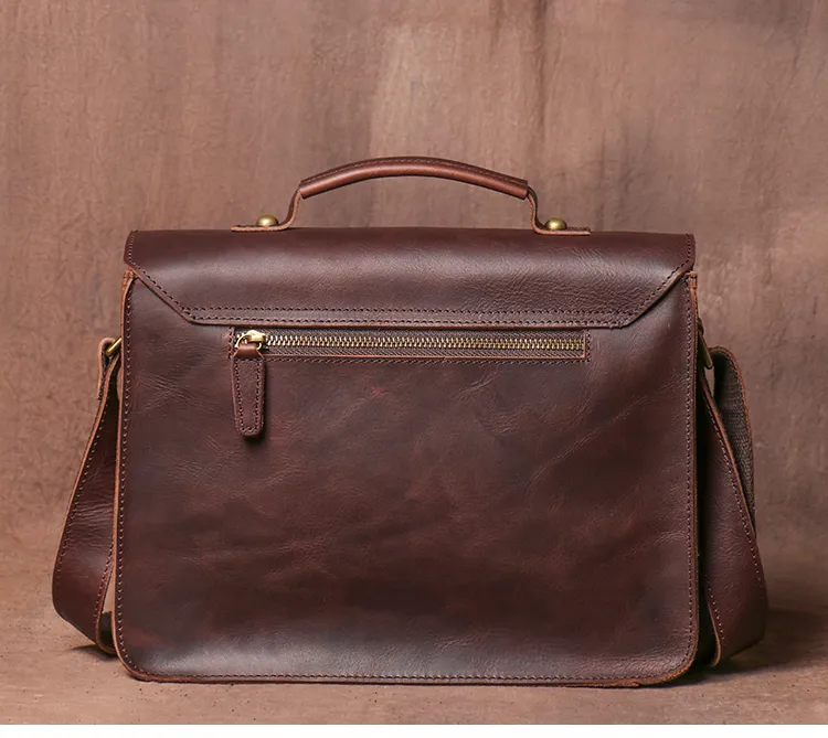 Genuine Leather Vintage Handbag, Crossbody Bag For Men