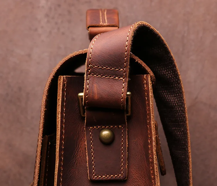 Genuine Leather Vintage Handbag, Crossbody Bag For Men