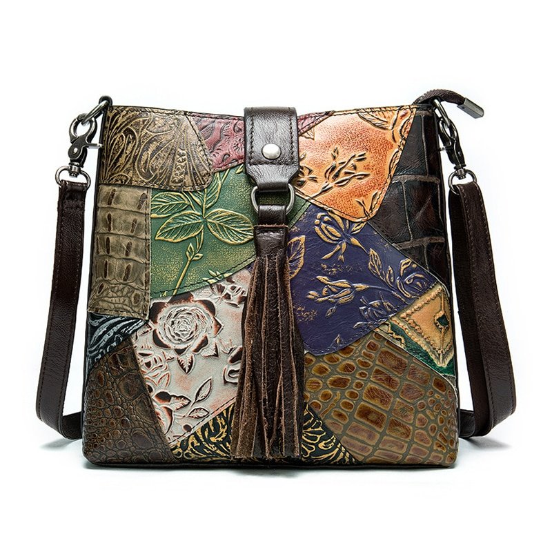 Leather Patchwork Sling Bag Shoulder Bag for Women