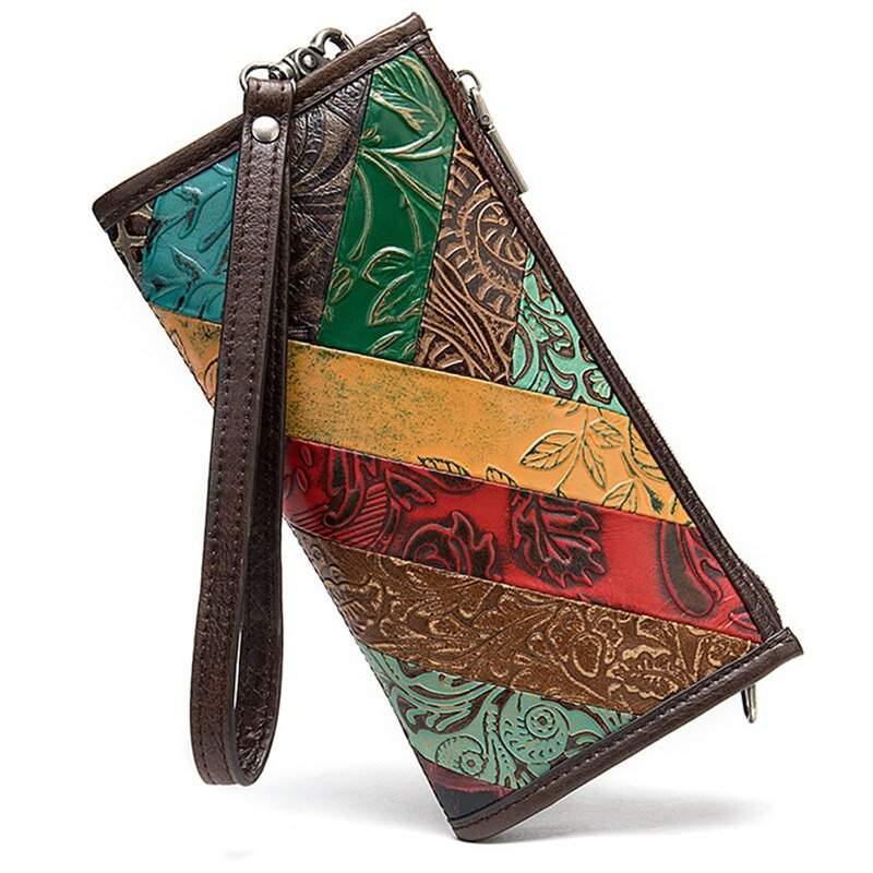 Women's Long Wallet Clutch Bag with Strap Bohemian Style
