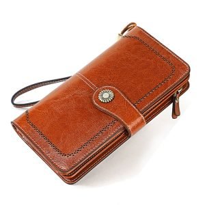 Genuine Leather Long Purse Wallet Large Capacity Clutches