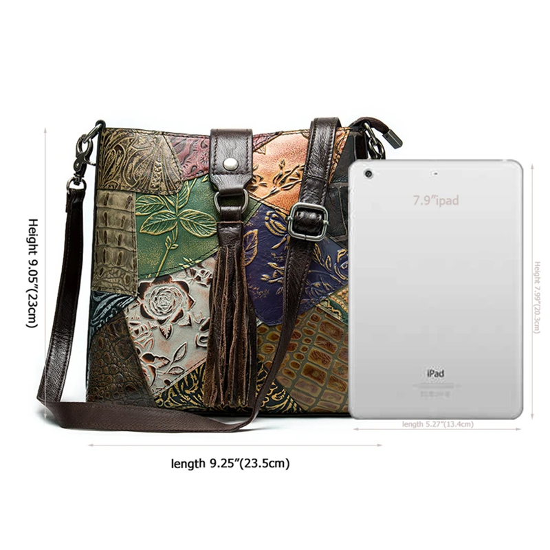 Leather Patchwork Sling Bag Shoulder Bag for Women