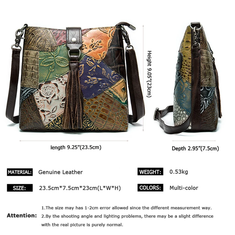 Leather Patchwork Sling Bag Shoulder Bag for Women