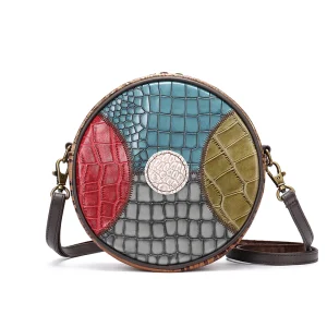 Leather Round Cross-body Bags Shoulder Bag for Women