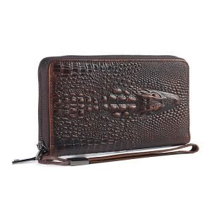 Cowhide Luxury Design Long Wallet For Men with Alligator Patter