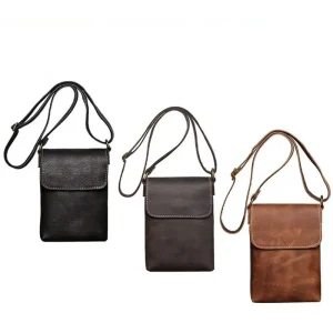 Retro Flip Small Shoulder Bag for Men, Mobile Phone Bag
