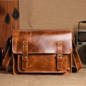Men's Leather Shoulder Messenger Bag, Crossbody Satchel Bag