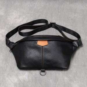 Genuine Leather Men's Chest Bag, Waist Pack Shoulder Bag