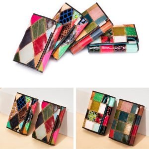 Cowhide Coin Purse for Ladies Leather Women Wallets with Patchwork Designer