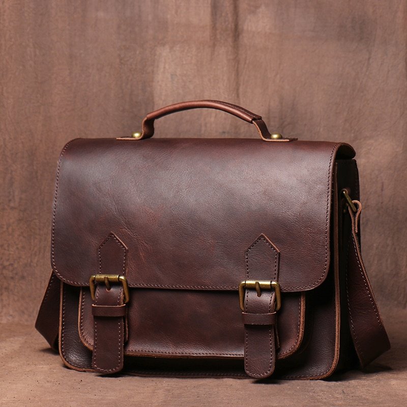 Genuine Leather Vintage Handbag, Crossbody Bag For Men
