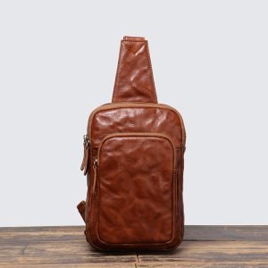 Vintage Leather Men's Chest Bag, Shoulder Messenger Bag