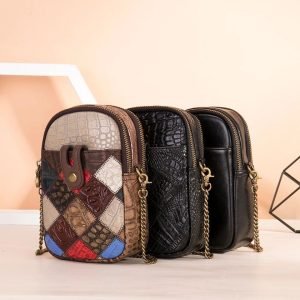 USB Charging Mini Bag Patchwork Leather Shoulder Bag for Women