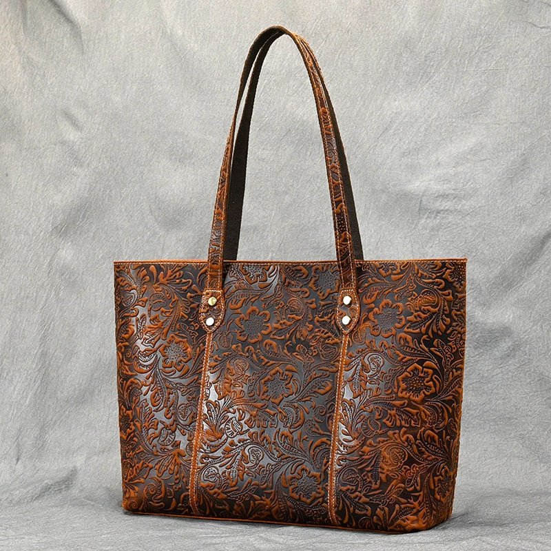 Waterproof Handbag Shoulder Bag Tote Bag for Women Retro Genuine Leather
