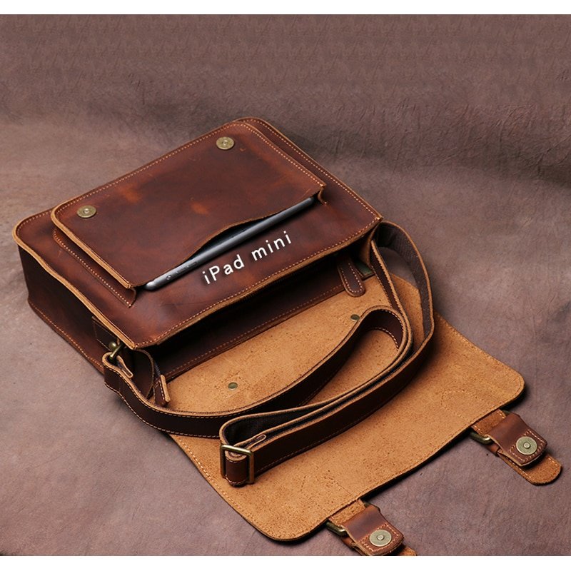 Genuine Leather Vintage Handbag, Crossbody Bag For Men