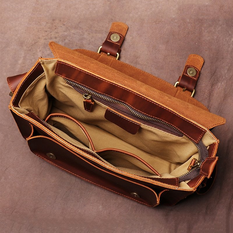 Genuine Leather Vintage Handbag, Crossbody Bag For Men