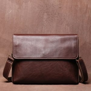 Simple Casual Genuine Leather Shoulder Messenger Bag For Men