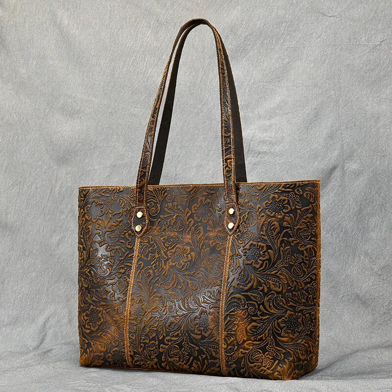 Waterproof Handbag Shoulder Bag Tote Bag for Women Retro Genuine Leather