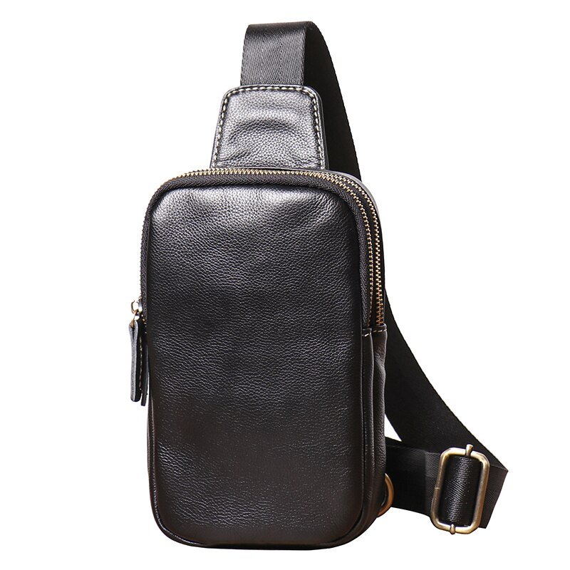 Genuine Leather Chest Bag Shoulder Bag Backpack for Men Casual