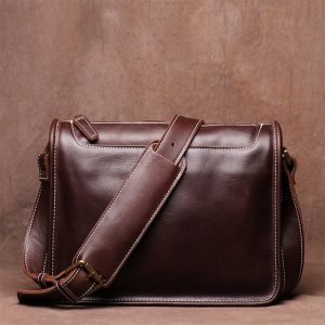 Vintage Leather Men's Messenger Bag Zipper Laptop Shoulder Bags