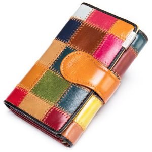 Leather Color Splicing Wallet Purse For Women