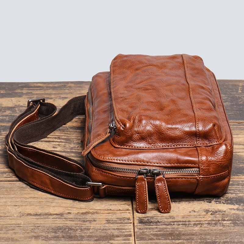 Genuine Leather Messenger Bag Single Shoulder Bag for Men