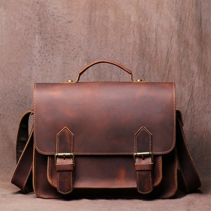 Genuine Leather Vintage Handbag, Crossbody Bag For Men