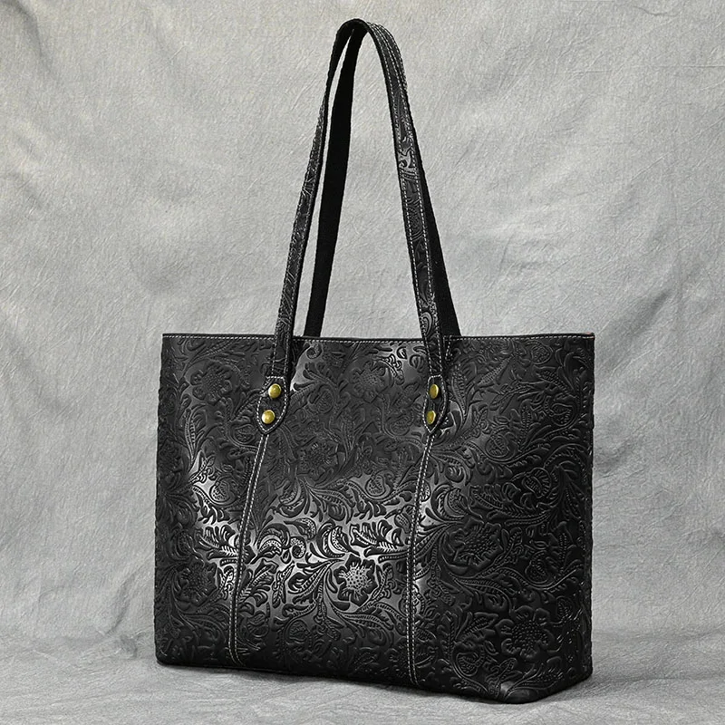 Waterproof Handbag Shoulder Bag Tote Bag for Women Retro Genuine Leather
