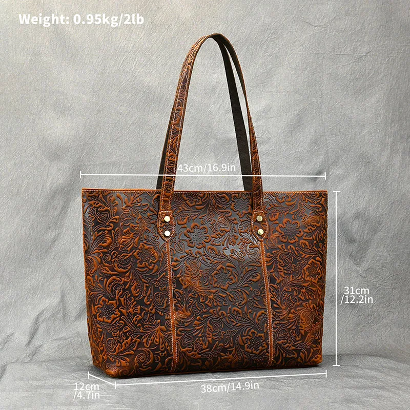 Waterproof Handbag Shoulder Bag Tote Bag for Women Retro Genuine Leather