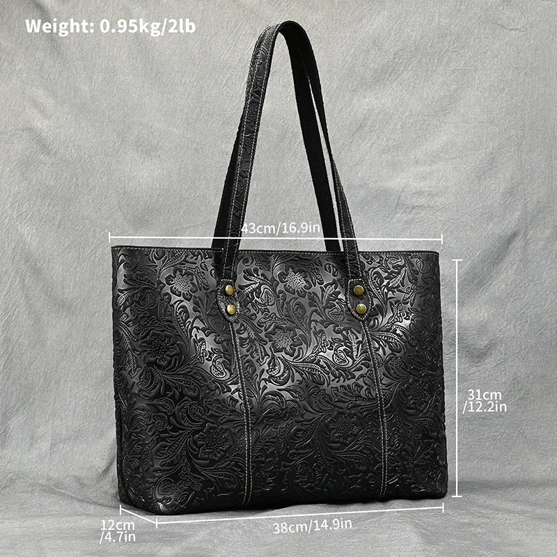 Waterproof Handbag Shoulder Bag Tote Bag for Women Retro Genuine Leather