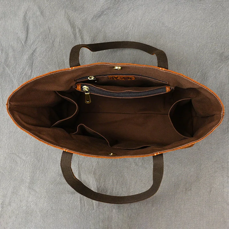 Waterproof Handbag Shoulder Bag Tote Bag for Women Retro Genuine Leather