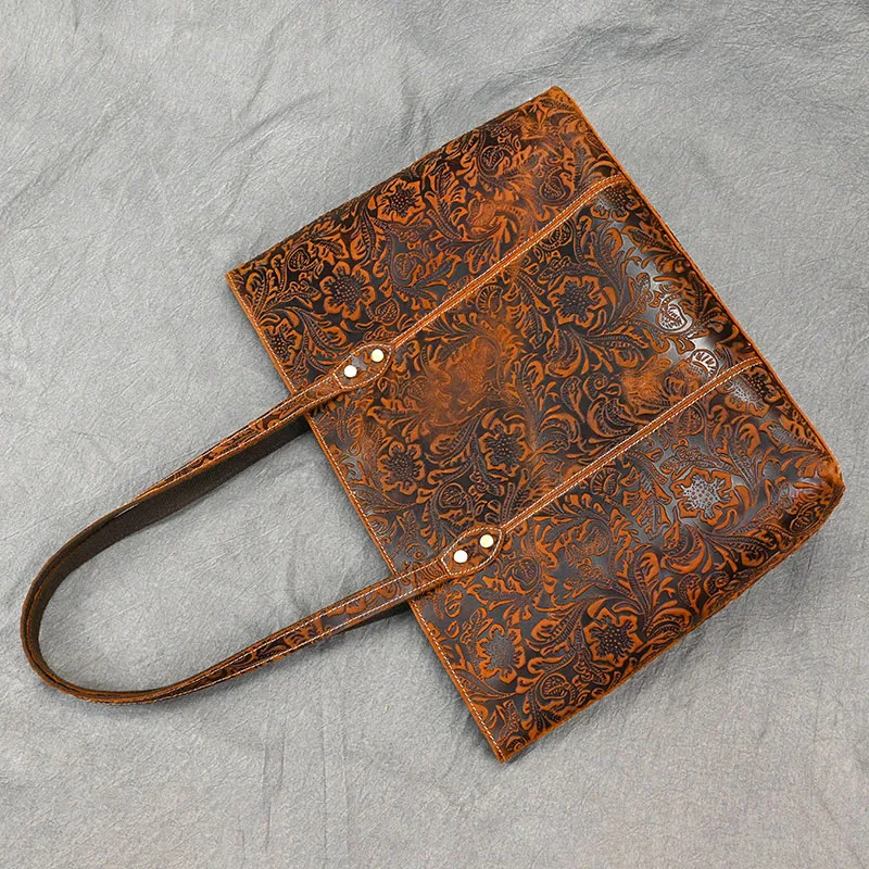 Waterproof Handbag Shoulder Bag Tote Bag for Women Retro Genuine Leather
