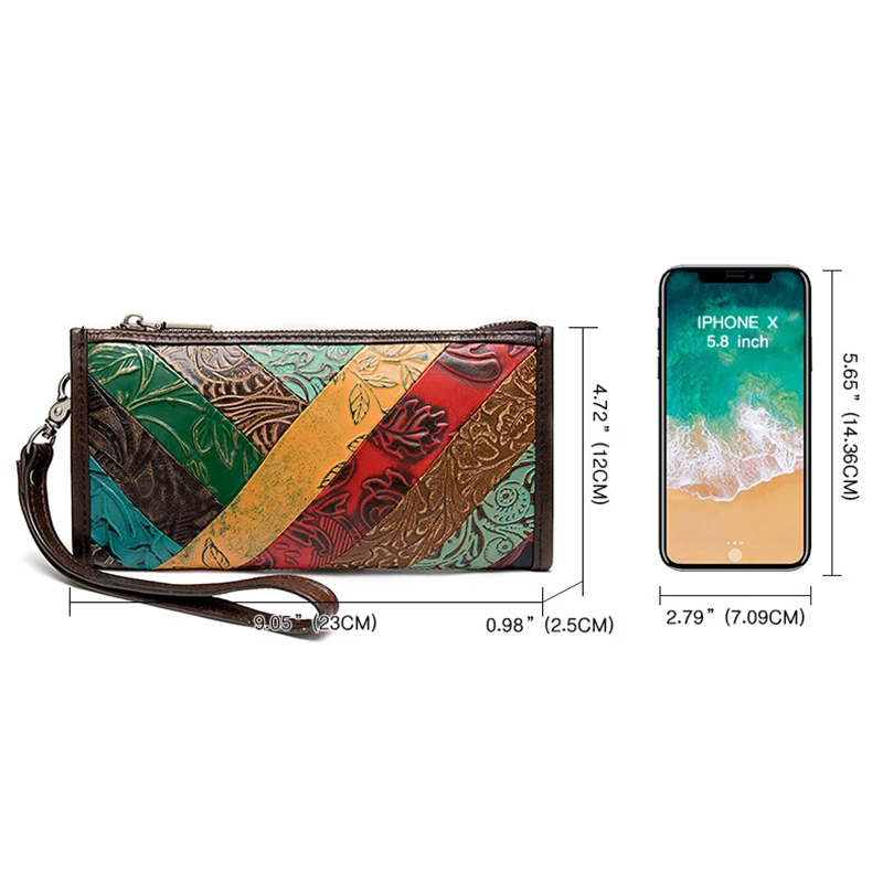 Women's Long Wallet Clutch Bag with Strap Bohemian Style