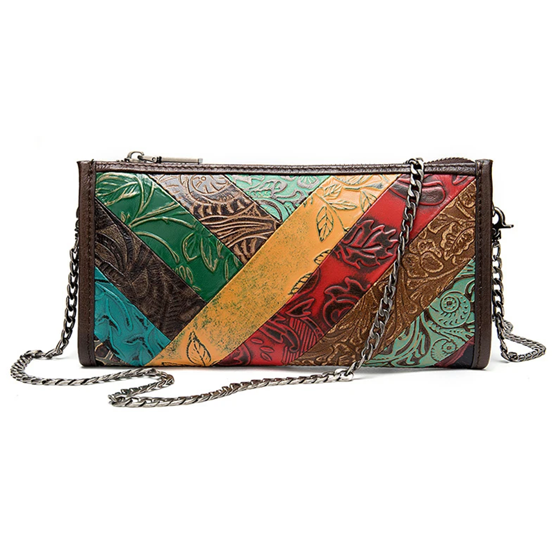 Women's Long Wallet Clutch Bag with Strap Bohemian Style