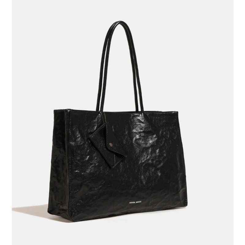 Tote Bags New In PU Oil Wax Skin Wrinkles Letter